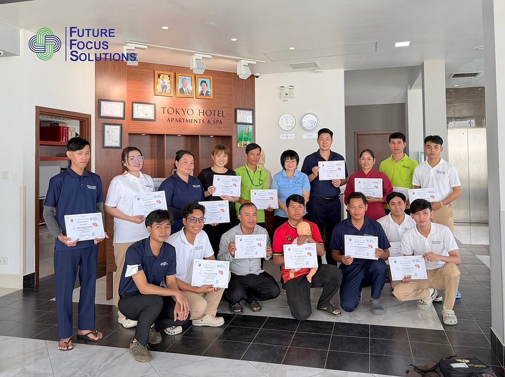 Workplace First Aid and AED Training for Tokyo Hotel Staff in Phnom Penh